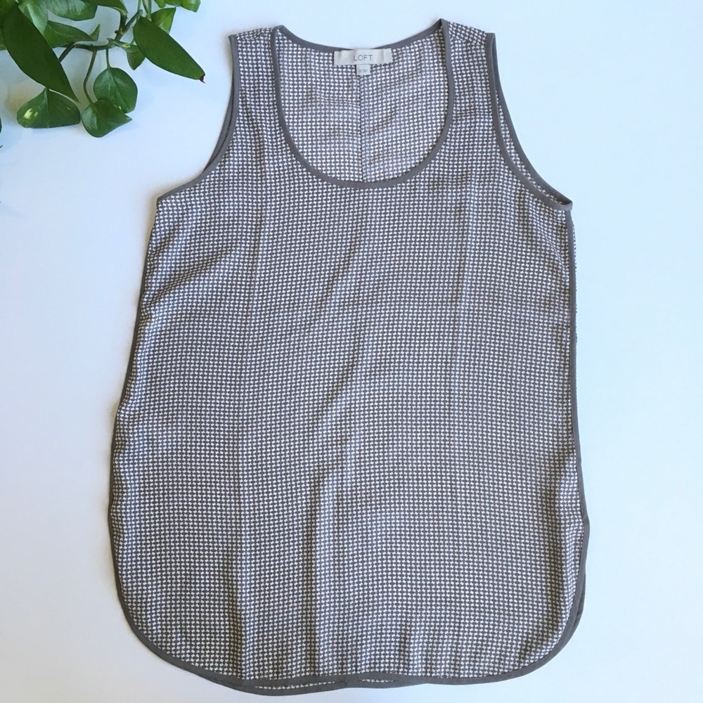 Loft | gray white semi sheer tank